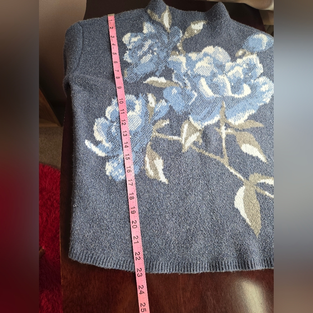 WHBM Floral Intarsia Mock Neck Sweater - Soft Knit - Picture 4 of 9
